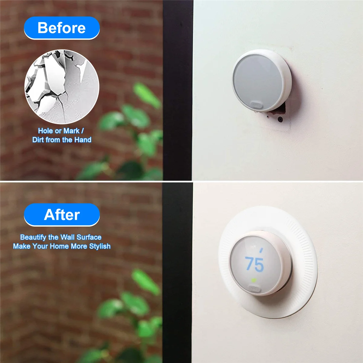 For 2020 Nest Thermostat Nest Thermostat Bracket Siding Cover Silicone Siding Cover Thermostat Back Plate (White)-BEAU