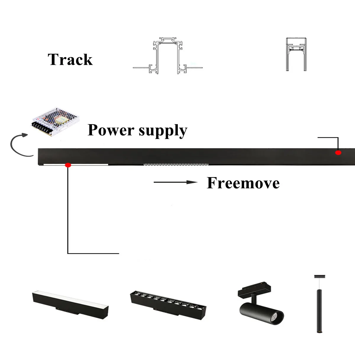 Recessed Magnetic Track Light Design ceiling light Magnetic Rail Ceiling System Indoor Track Lighting Spot Rail Spotlight