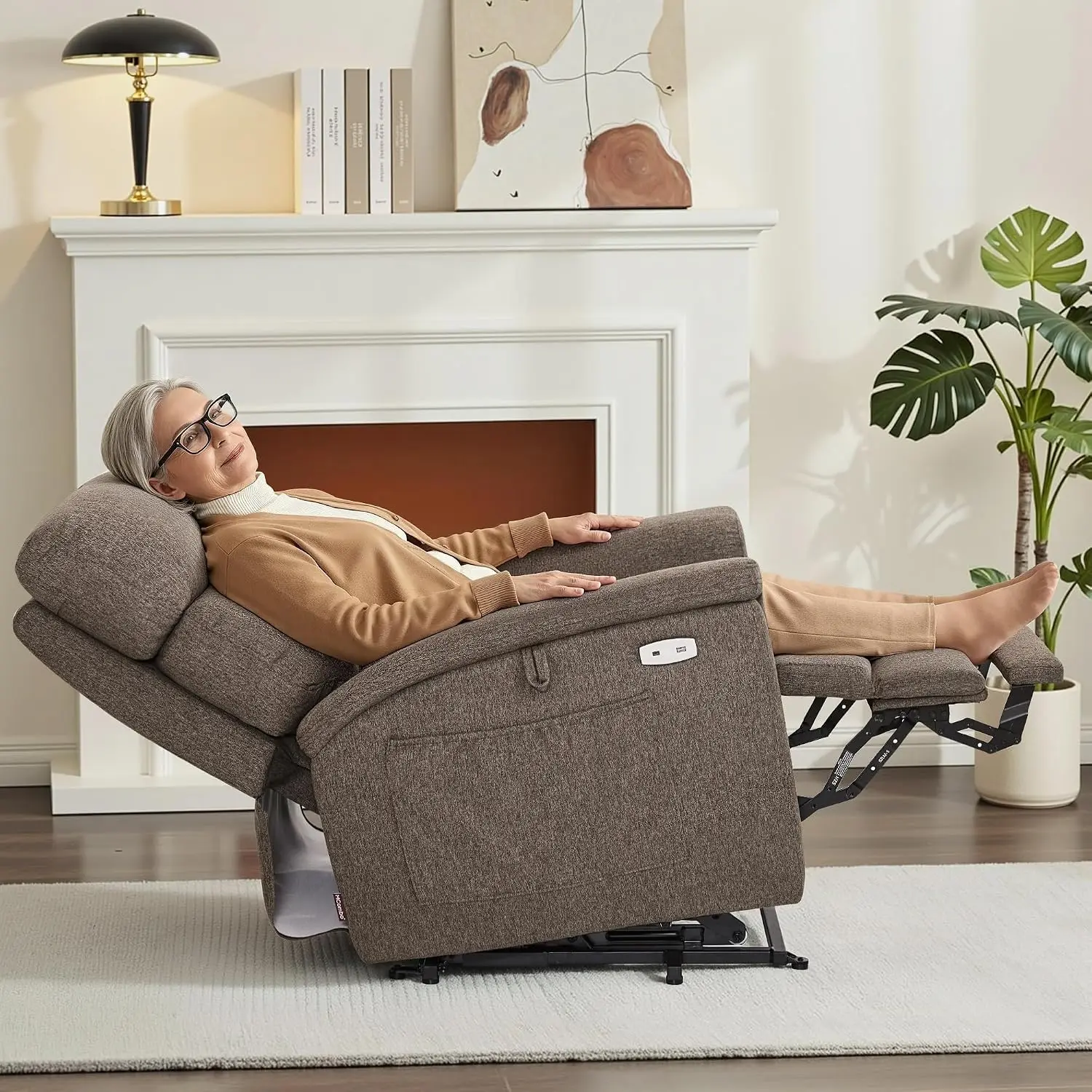 Power Lift Recliner Chair, Dual Heat and Massage R7605, Mocha, Custom