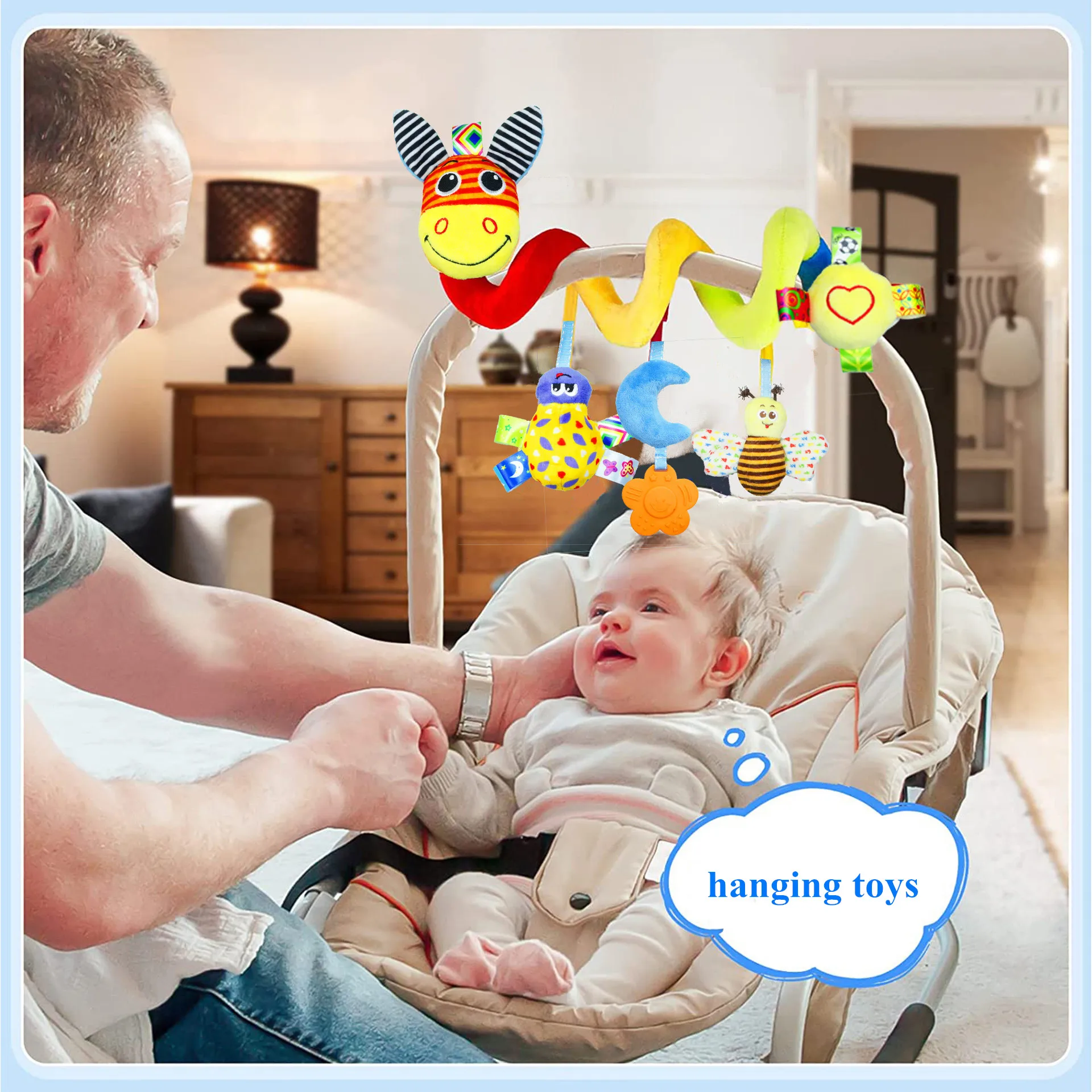 Bunte Plüsch Esel Insekt Baby Bett Spirale Hängen Spielzeug Neugeborenen Kinderbett Auto Sitz Eingewickelt Mobile Rassel Spielzeug Gym Rahmen Aktivität Spielzeug