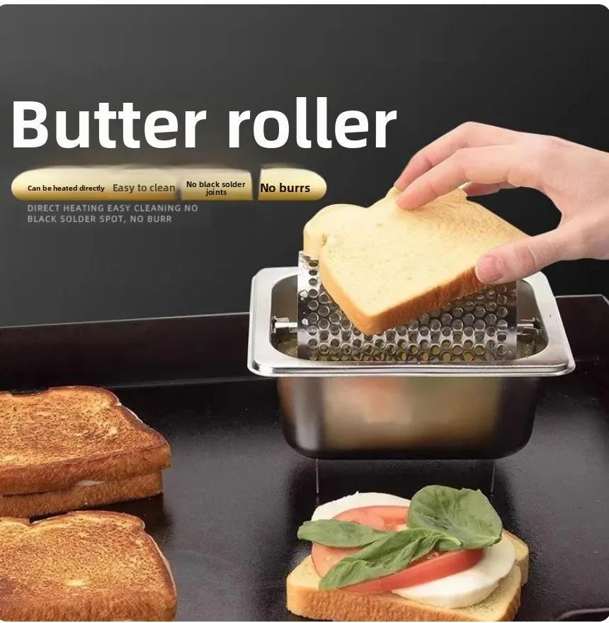 Burger Butter Roller 304 Stainless Steel, Roller Smear, American Burger Shop Tools