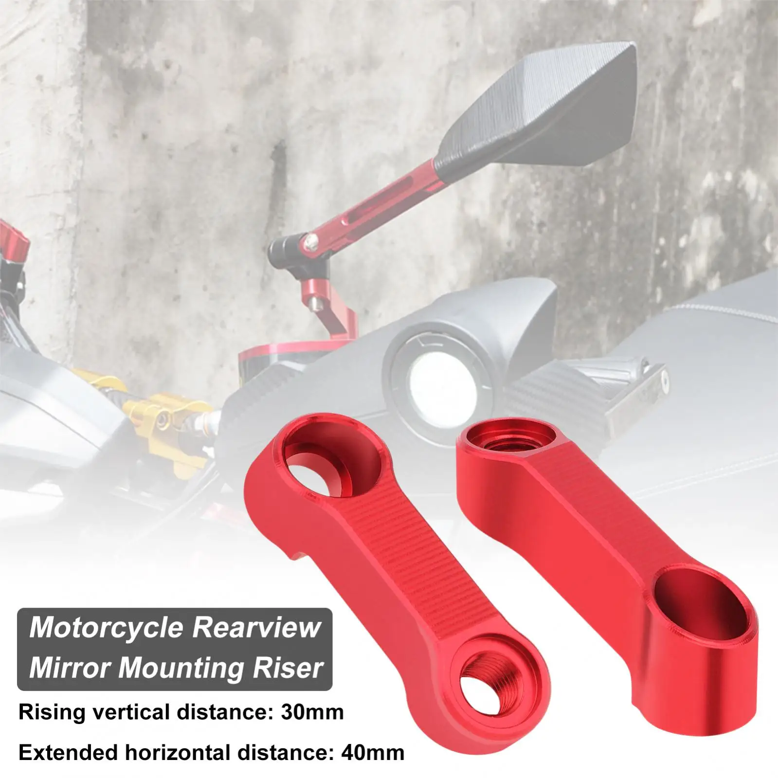2Pieces 10mm Motorcycle Rearview Mirror Extension Riser Extend Adapter, Aluminum Alloy Expansion Mounting Bracket
