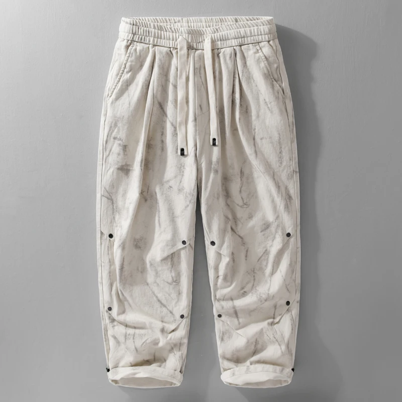 

Ретро американские винтажные широкие брюки мужские весенне-осенние из чистого хлопка модные прямые свободные спортивные повседневные длинные брюки