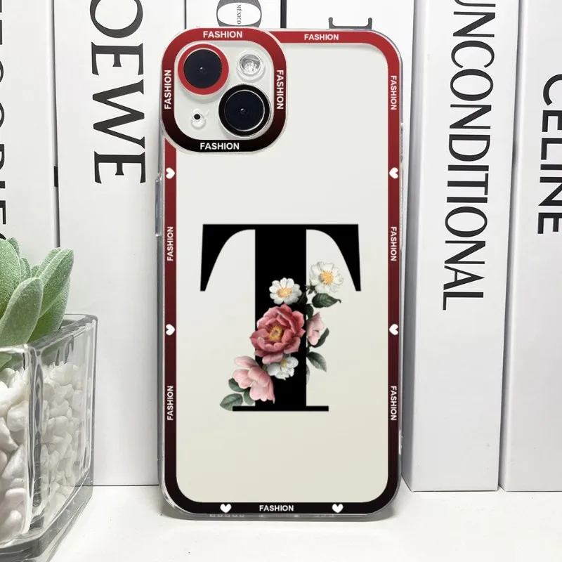 Color Pattern Flower Alphabet Phone Case Telefoon For IPhone 14ProMax 13 14 12 11 Pro Max Mini Transparent Angel Eyes Cover