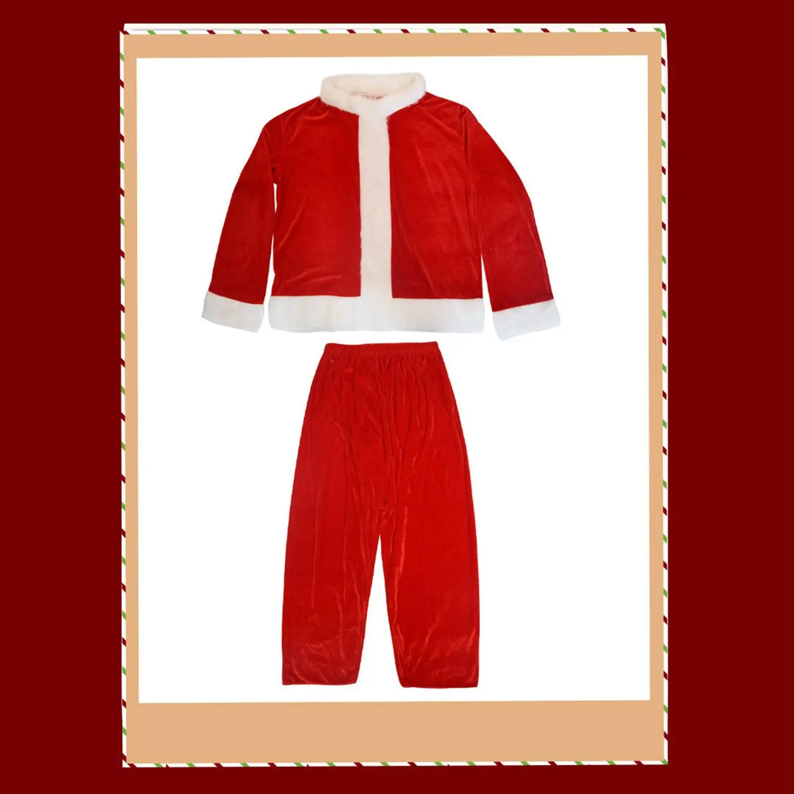 Disfraz de Papá Noel reutilizable para hombre, traje con cinturón, Barba, sombrero, guantes, traje de Cosplay para vacaciones, fiesta, escenario, actuación, Carnaval, Navidad, 10 unidades