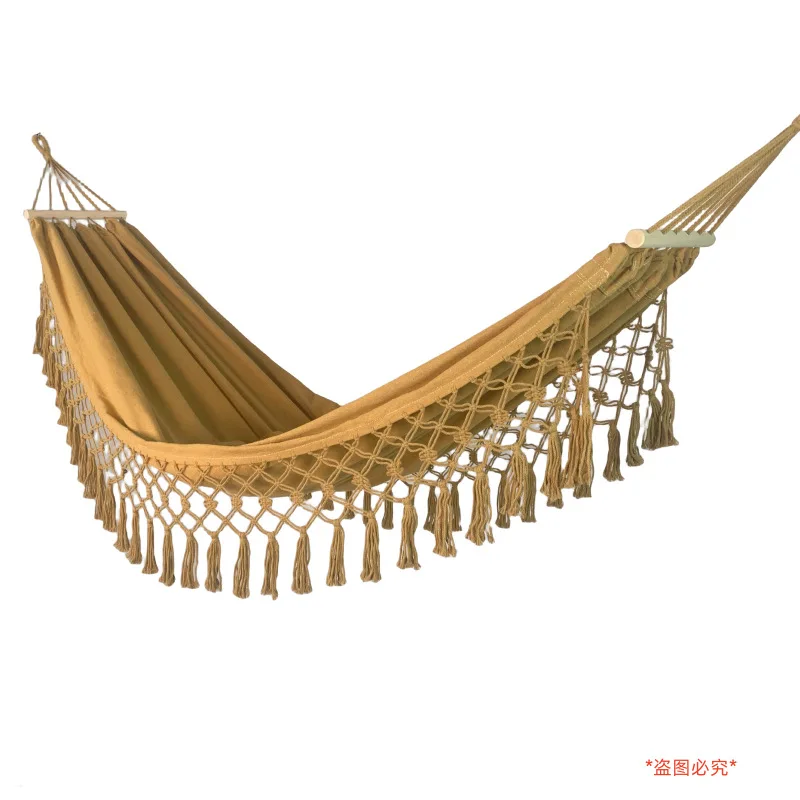 Hammock Outdoor Camping Leisure Canvas Thickened Swing Hammock Anti-rollover Perfect for Garden Patio Backyard image 5