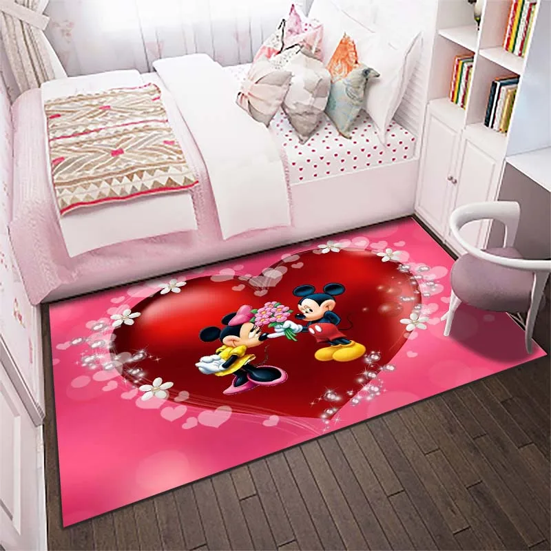 Tapete impresso Disney Mickey Mouse, Tapete antiderrapante, Tapete de desenhos animados para casa, Sala de estar, Quarto, Área para criança, Decoração de casa