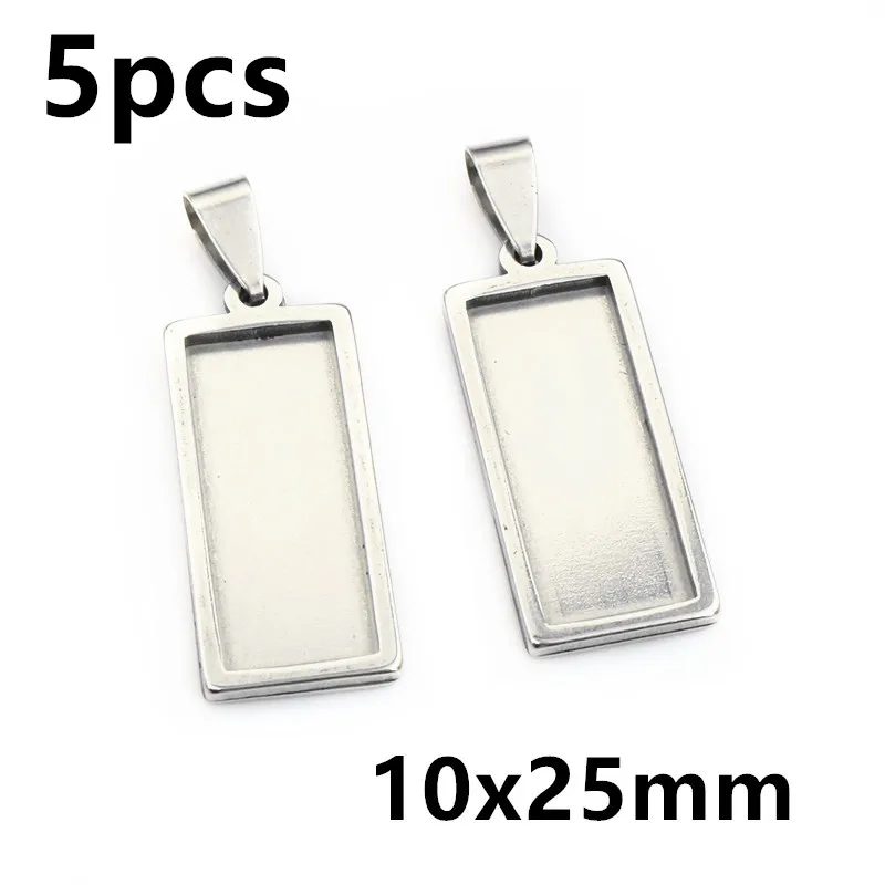 5-10pcs Rectangle Pendant Cabochon Base Blank Setting Tray for DIY Jewellery