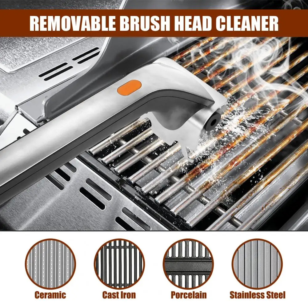 Grill Cleaner with Reservoir Non-shedding Bristle Grill Brush Cordless Electric Grill Brush Scraper with for Outdoor for Men