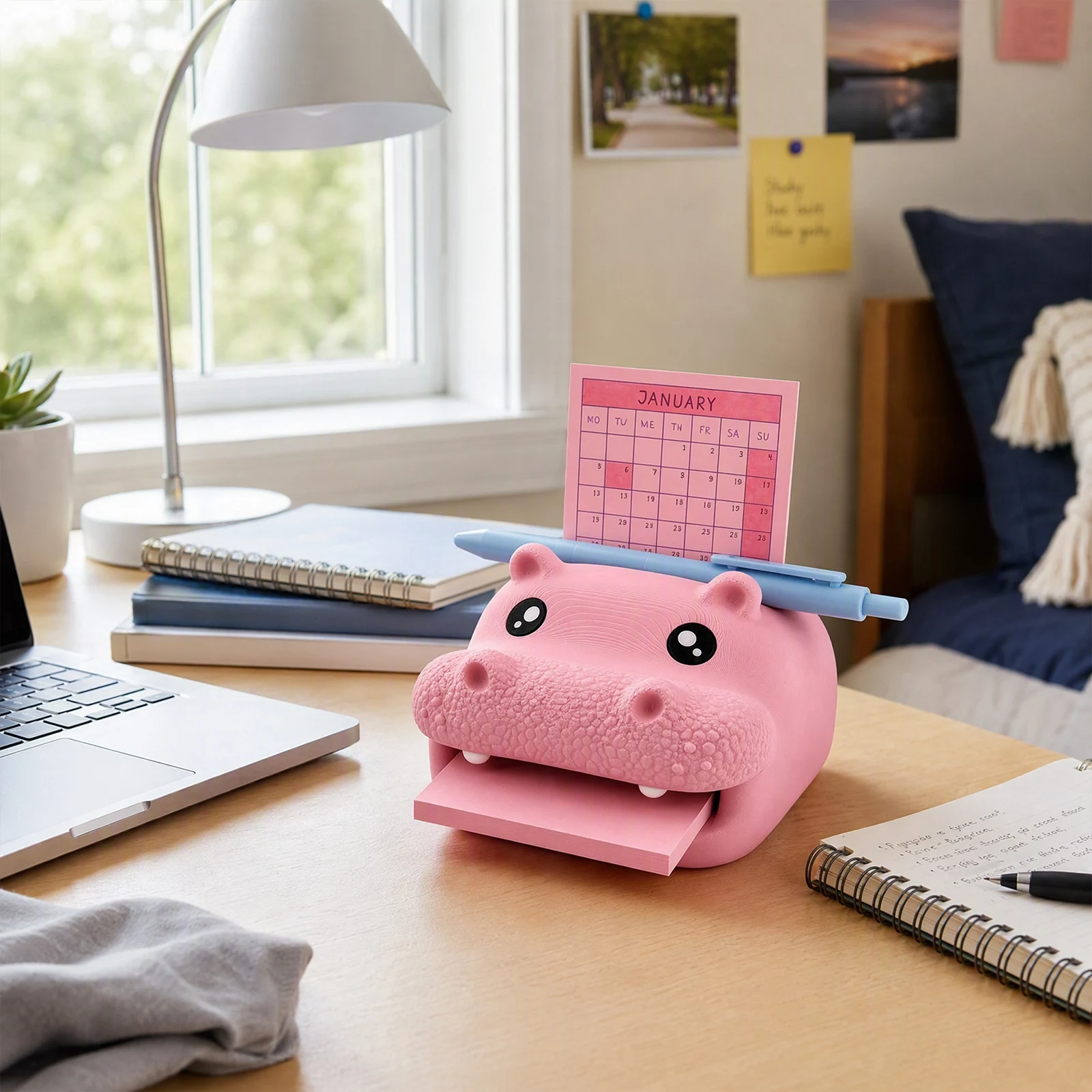 Novelty Frog Desk Organizer Sticky Note Dispenser with Pen Slot And Writing Templates