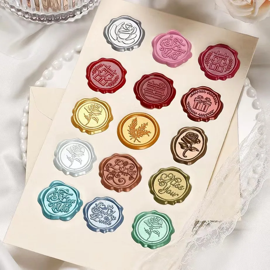 Personalized Prepared Wax Sealing Stickers LOGO Customized Finished Sealing Wax Stickers Self-adhesive Wedding Invitation Decor