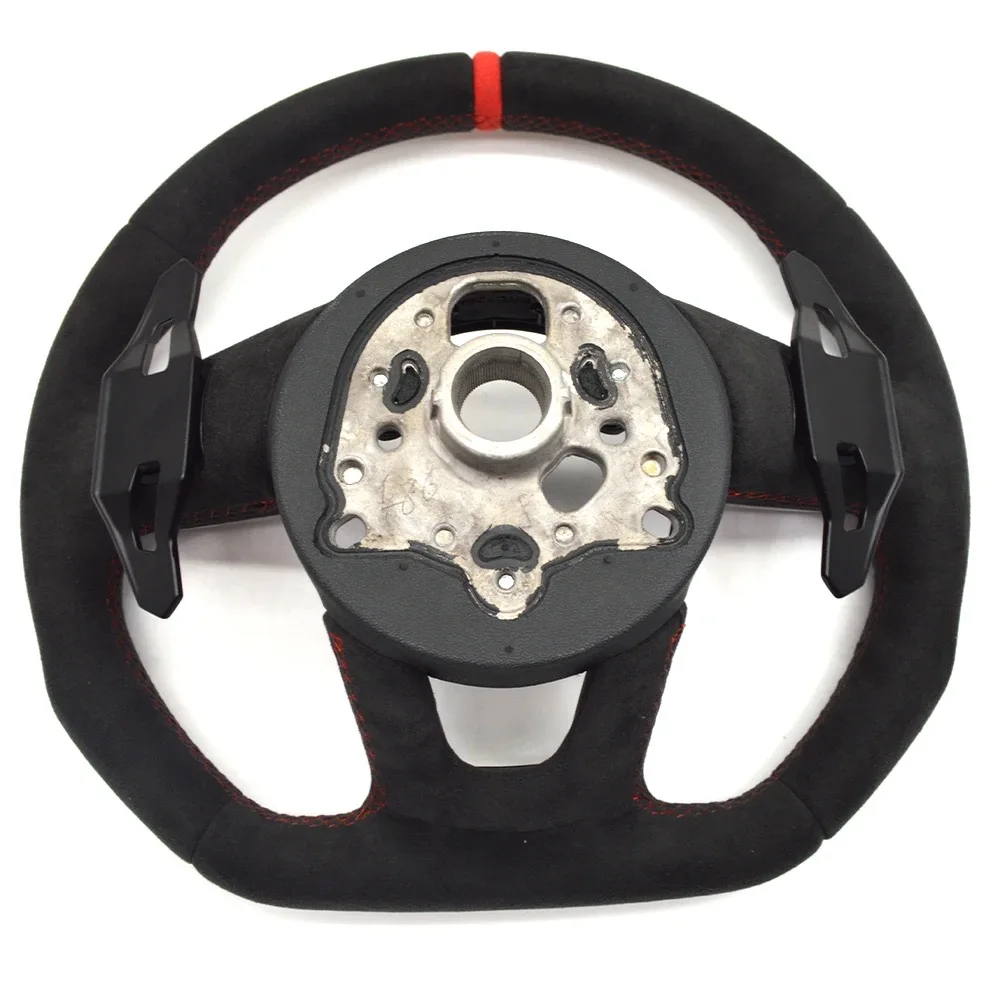 For Audi A4 B9 Alcantara Red Stitching RS/S  Logo Multifunctional Steering Wheel With Key Button Frame Assembly