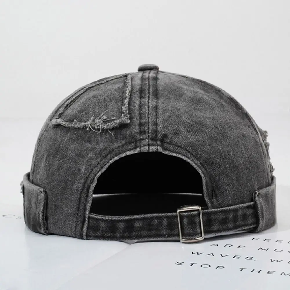 

Casual Retro Brimless Hat Vintage Adjustable Melon Docker Cap Rolled Cuff Hip Hop Skullcap Unisex
