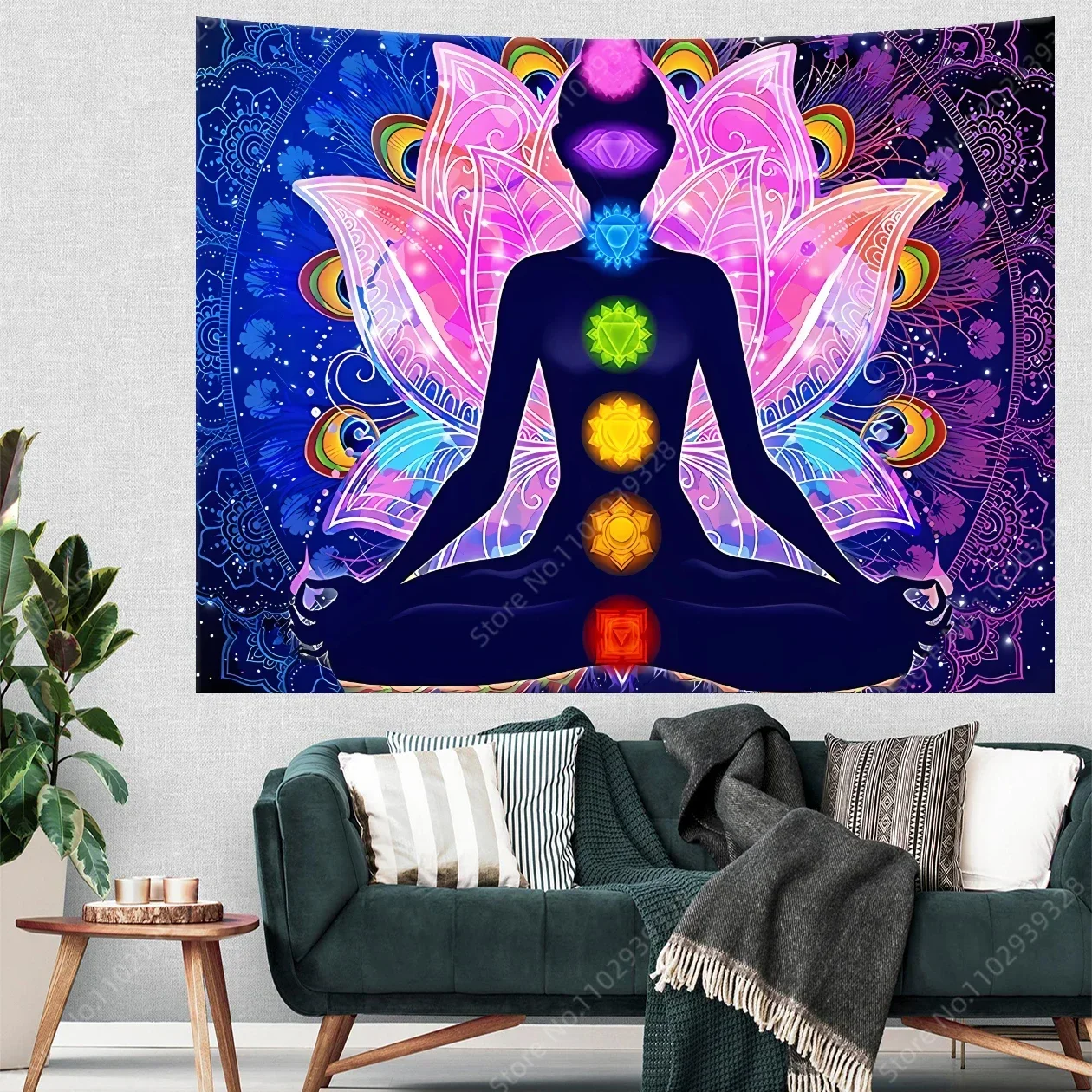 VIKAMA Chakra Meditation Tapestry Mandala Yoga Room Decoration Background Living Room Bedroom Meditation Zen Space