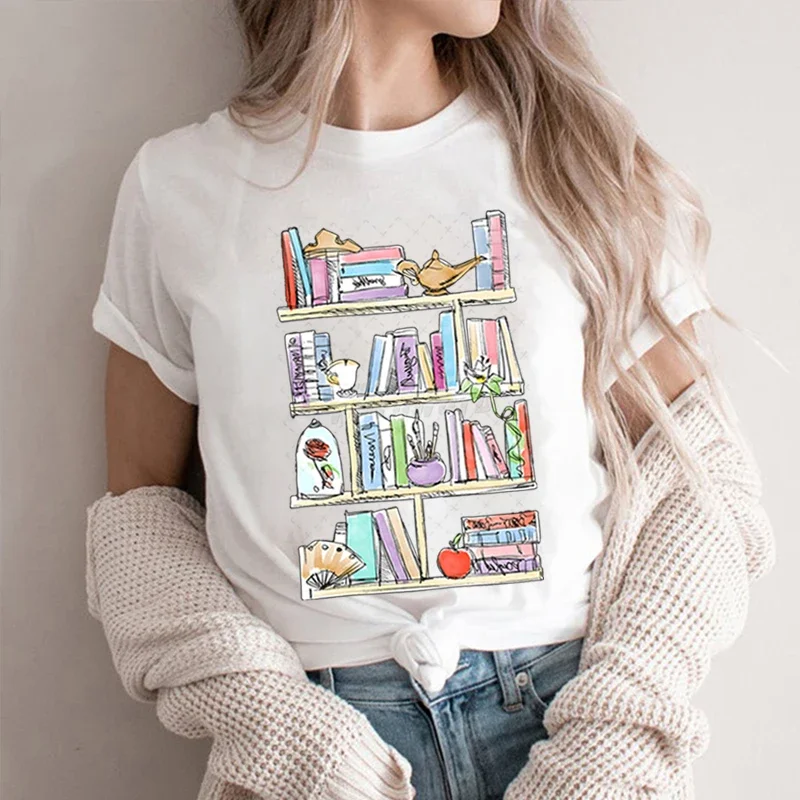 Retro Comfort Funny Reading T-shirts Gift for Book Lover Short Sleeve T-shirt Retro Bookworm Soft Tee Women Bookish Casual Tops