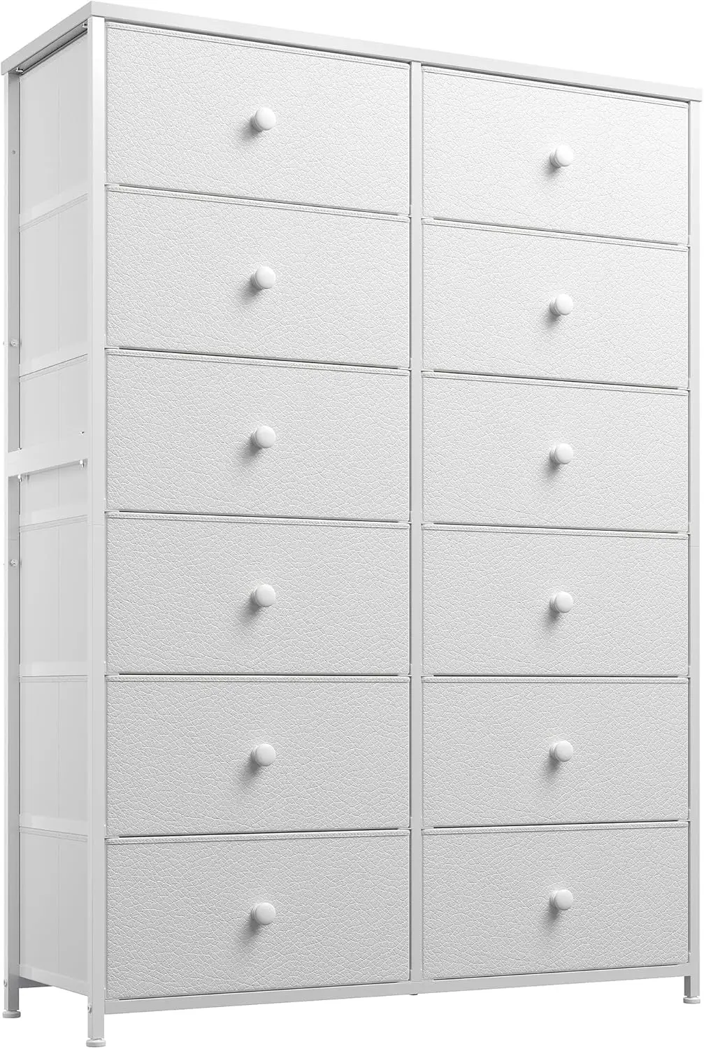 EnHomee White Dresser, Dresser for Bedroom, Tall Dresser with 12 Large Drawers Fabric Dressers & Chests of Drawers for Bedroom,L