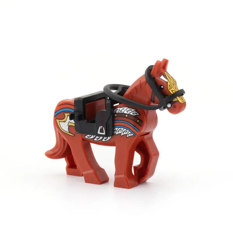 Military War Horse Building Blocks Medieval Knights Figures Cavalry Mount Animal Horse Accessories Saddles Rope Blocks Toys C360