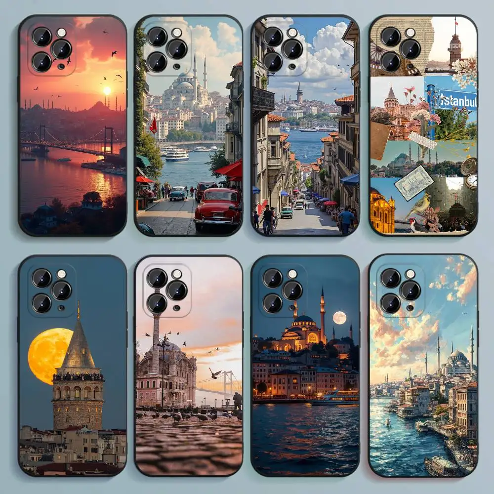 

Turkey Istanbul Scenery Phone Case For iPhone 17,16,15,14,13,12,Pro,Max,Plus,E,SE4,Air,Mini Black Soft Cover