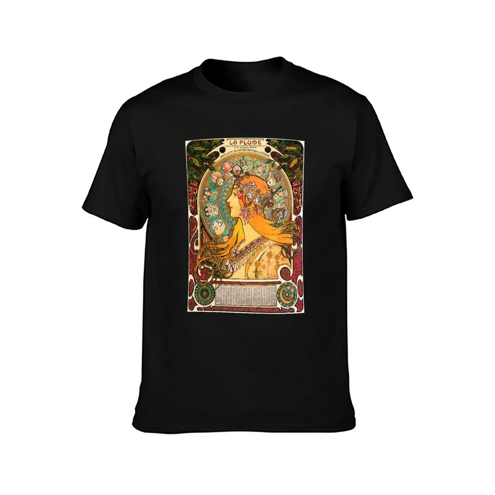 HD. Zodiac (Second version), by Alphonse Mucha (1896) HIGH DEFINITION T-Shirt Anti-Wrinkle Short Sleeve T-Shirt