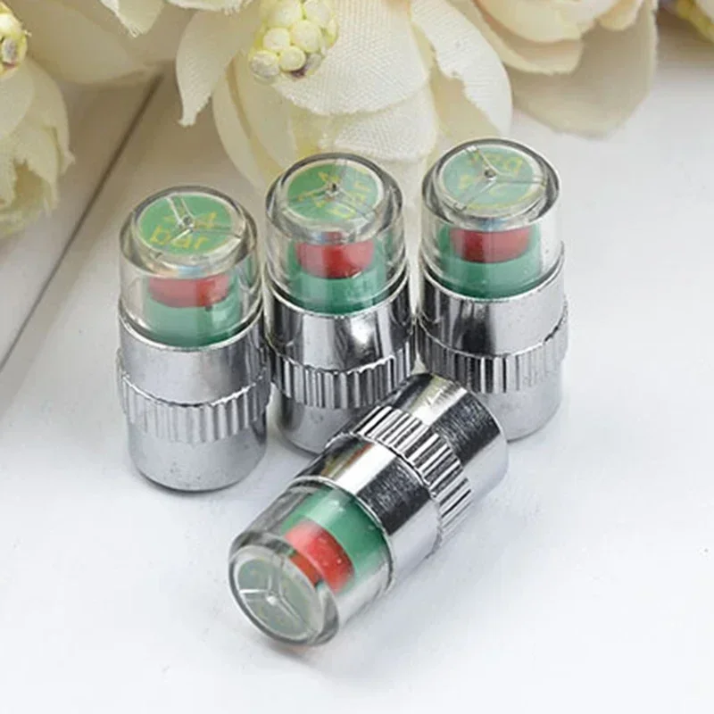 4PCS Motorcycle Car Tire Pressure Monitor Valve Cap Sensor Indicator Eye Alert Auto Tire Pressure Inspection Tool Tire Valve