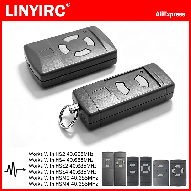 HSE2-40 40.685 MHz HSE2 ​HSE4 HSM2 HSM4 HS2 ​HS4 Garage Door Remote Control Duplicator 40MHz Gray Button Clone Keychain Command