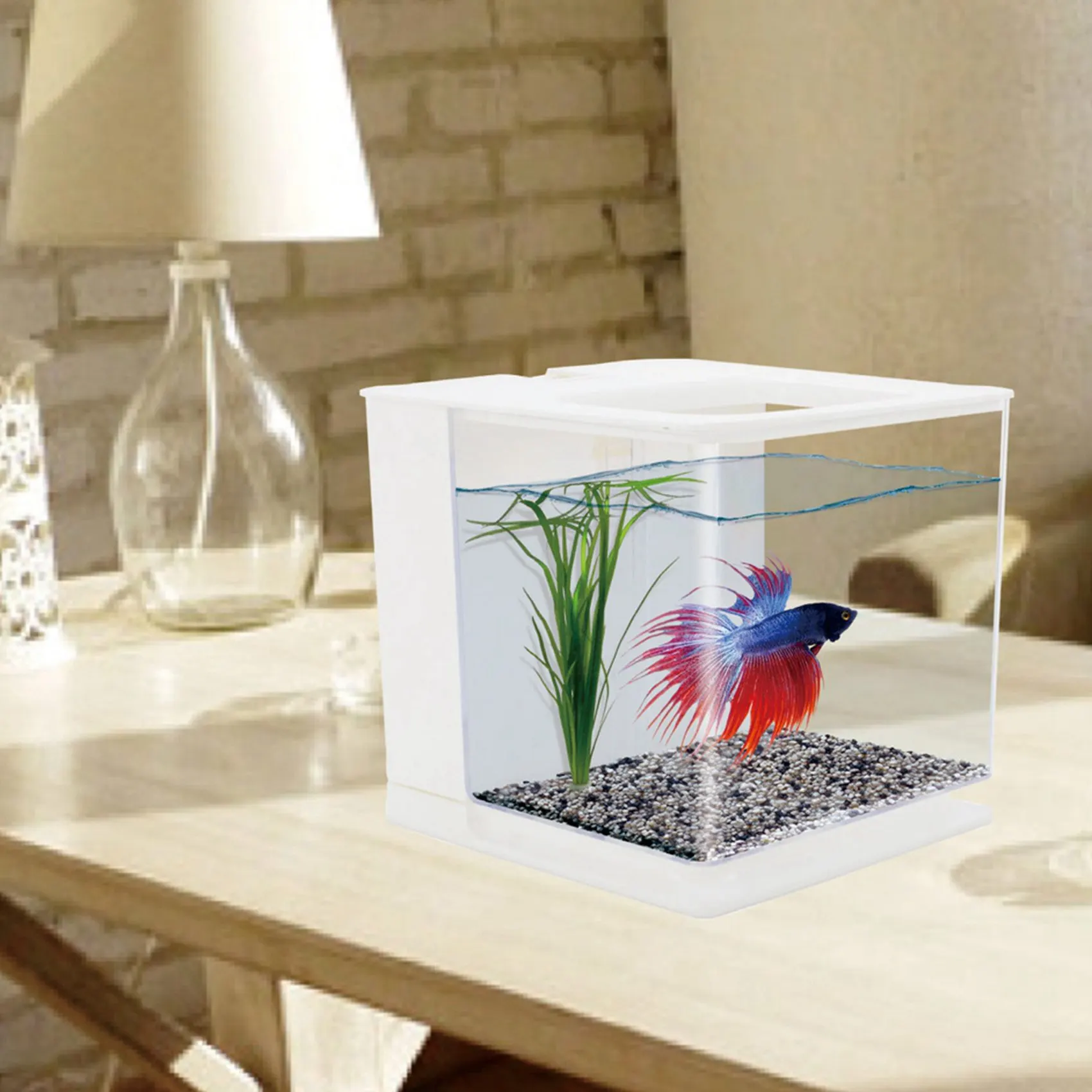 

Аквариум для рыбок A84E-2X Betta, акриловый, с функцией самоочистки, легко меняет воду, для маленьких рыбок (белый)