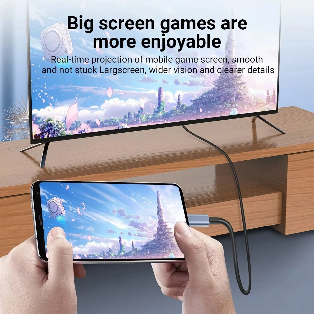 4K 60Hz HD Video Conversion Cable Typec To Hdmi Same Screen Cable TV Computer 2 Meters Braided Screen Projection Cable image 5