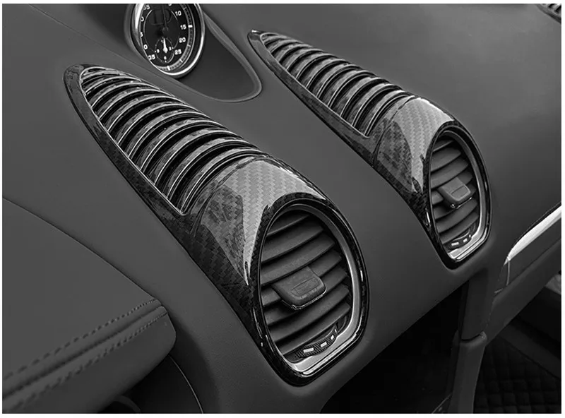 4pcs Carbon Fiber Printed Car Interior Styling Dash Outlet Sticker Cover for Porsche 718 Cayman Boxster 2016 2017 2018 2019 2020