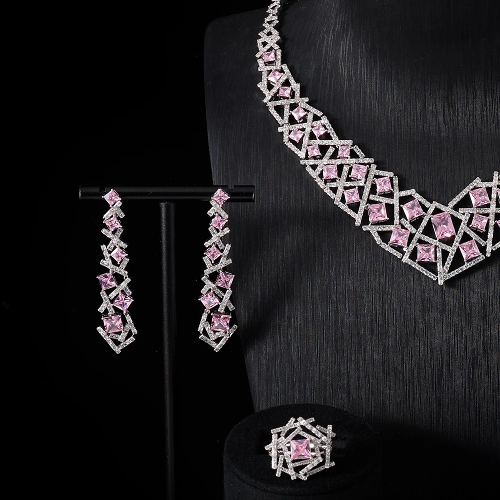 INJEWELIFE 012695 Bridal Zirconia Jewelry Sets for Women Wedding Accessories Elegant Bridal Jewellery