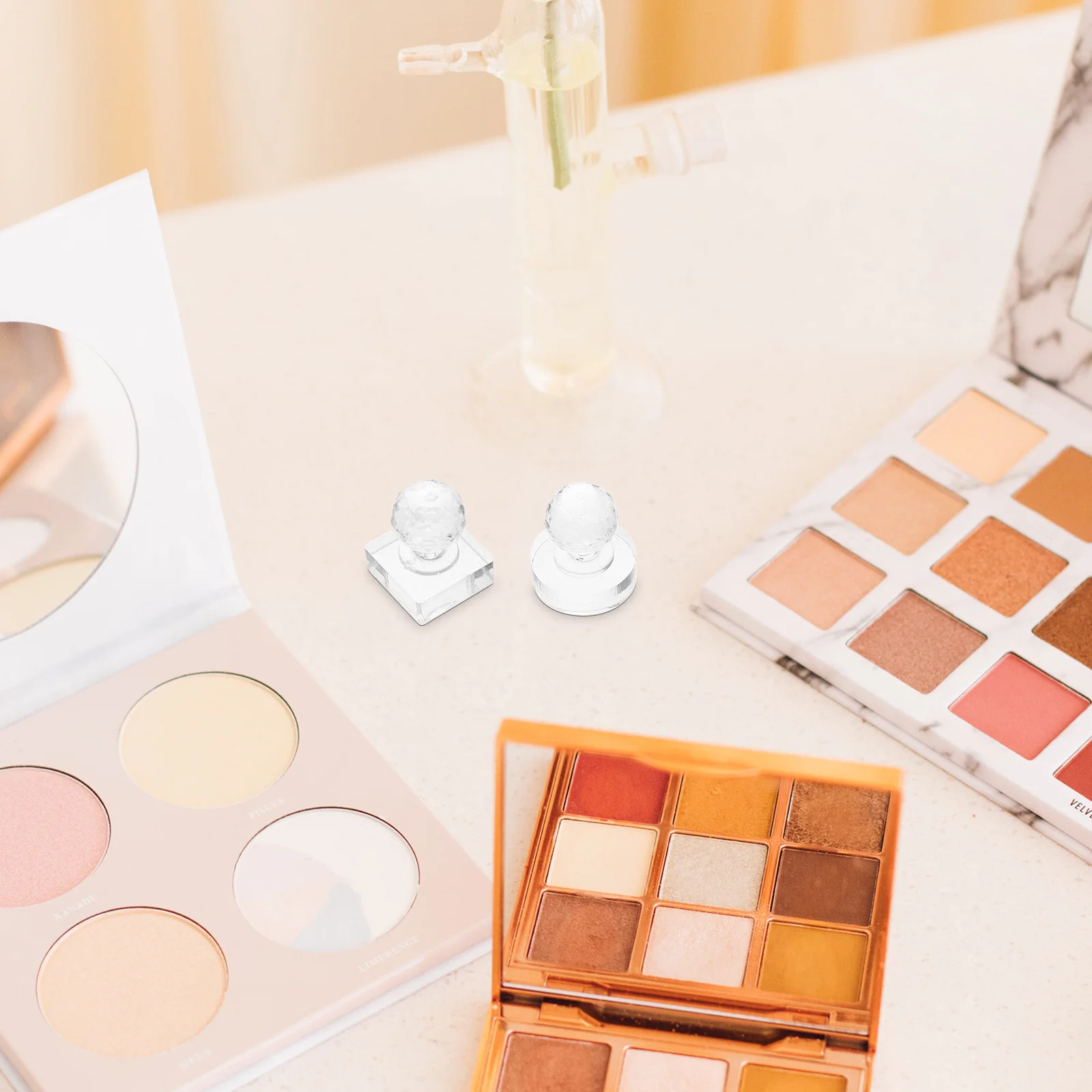 2 قطعة مجموعة أدوات الضغط على ظلال العيون قوالب مستديرة مربعة DIY بها بنفسك ماكياج الضغط أحمر الخدود تمييز إصلاح ظلال العيون لوحة لوازم