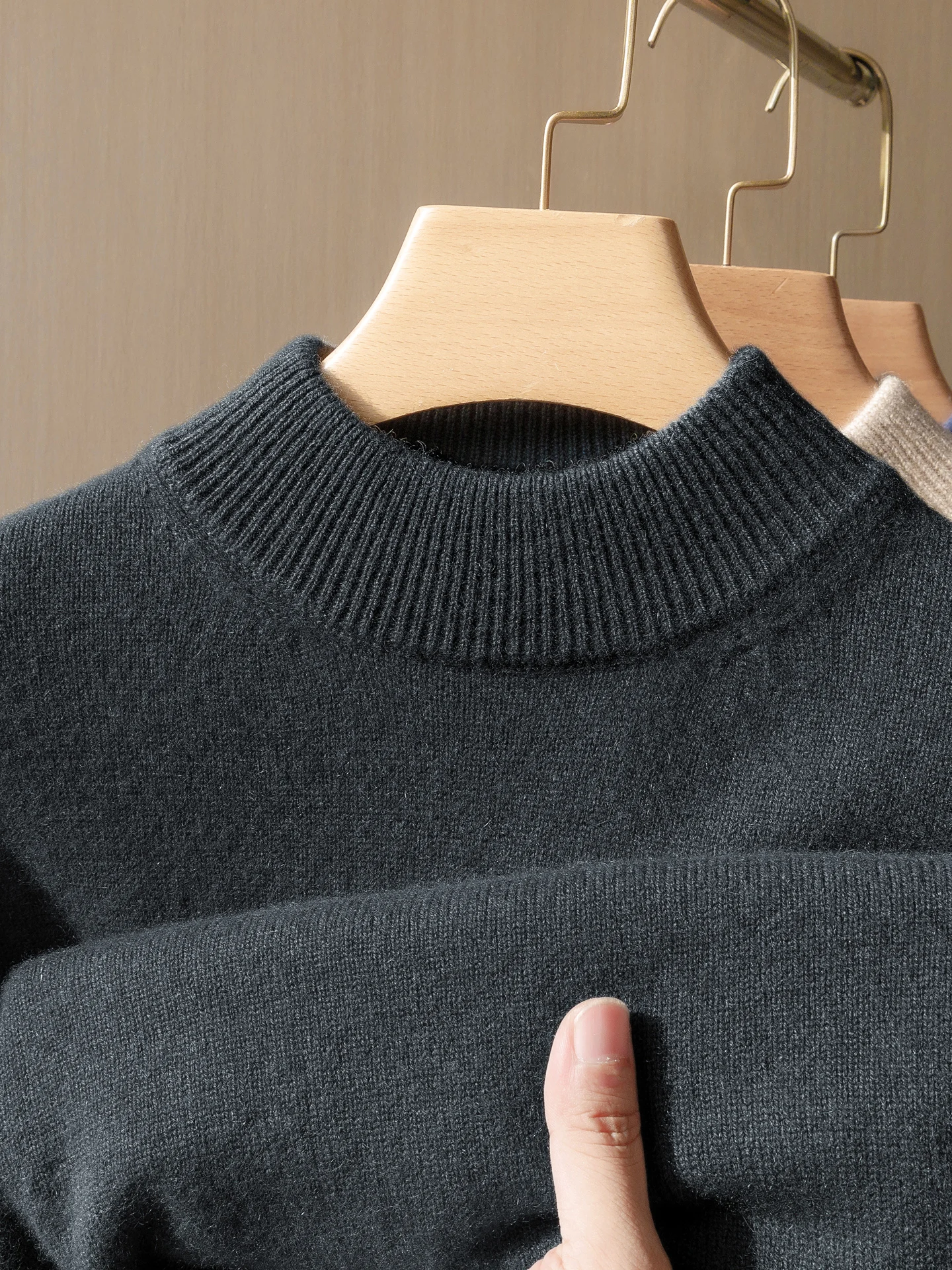 

Свитер из 100% чистого кашемира, мужской 7, толстый пуловер с длинными рукавами и половиной высоты, свитер с длинными рукавами осенью и зимой