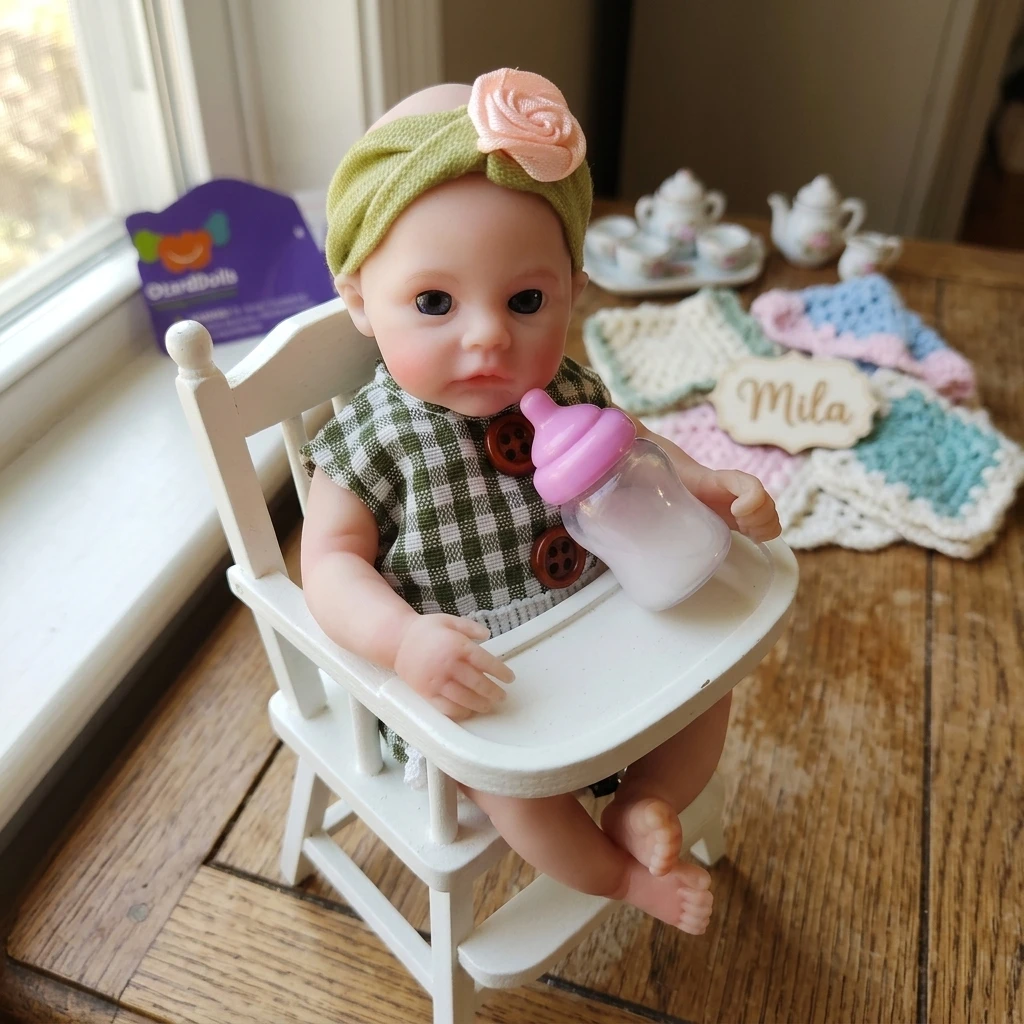 6 Inch Cute Reborn Baby Doll Handmade Soft Touch Awake Mini Reborn Doll Toy For Birthday Gifts
