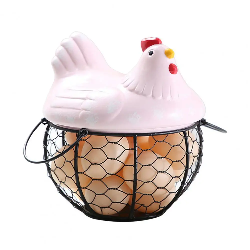 Egg Storage Container Egg Storage Basket Chicken Shape Decoration Iron Anti-slip for Kitchen