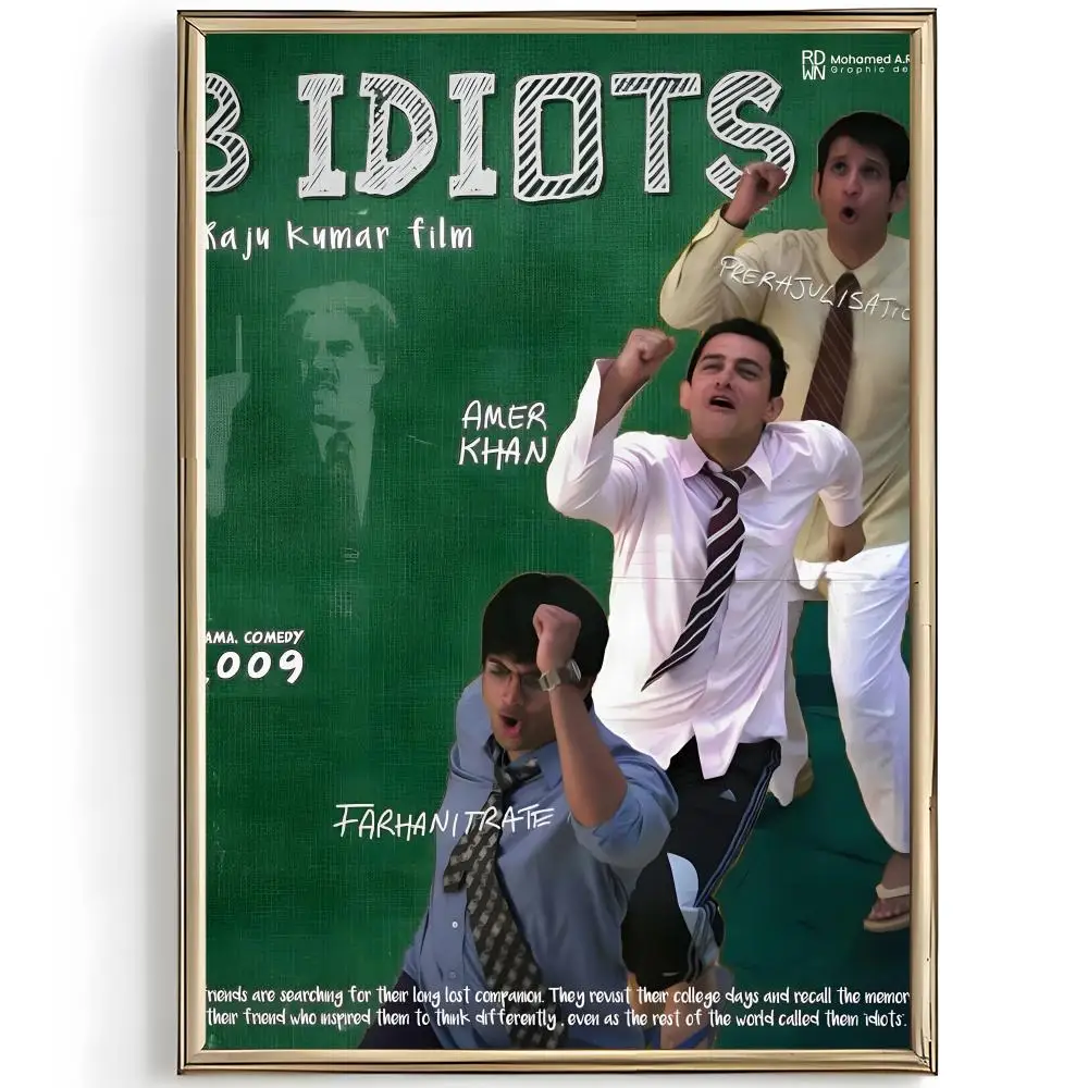 movie comedy 3-3 Idiots Poster Unique Home Decoration Ideas & Stylish Interior Art