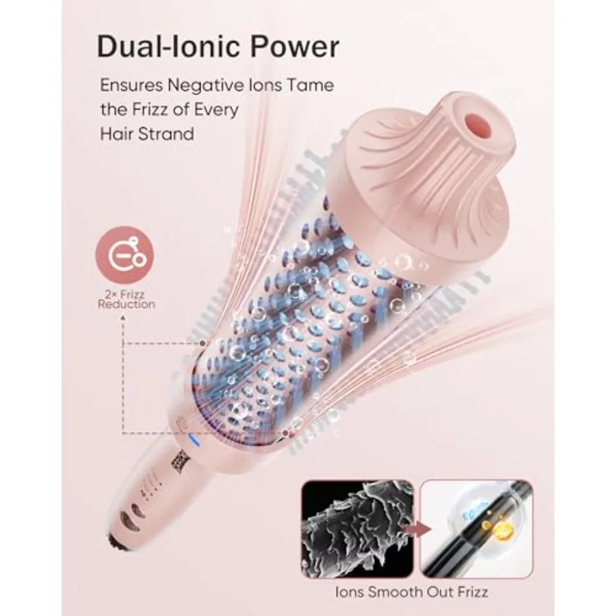 فرشاة حرارية لمظهر النفخ 1.5 بوصة فرشاة مستديرة ساخنة مع 2 × إصدار الأيونات السالبة لجهد أقل جعد مزدوج ساخن Cu