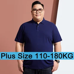 Men Plus Size Polo Shirt Oversized 6XL 7XL Summer Short Sleeve T Shirts Black Loose Male Shirt
