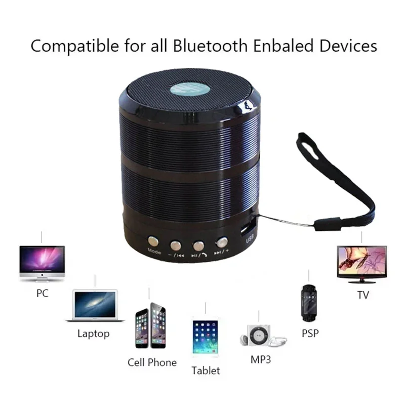 مكبر صوت بلوتوث صغير محمول مع حزام تصميم فريد من نوعه جودة صوت متفوقة