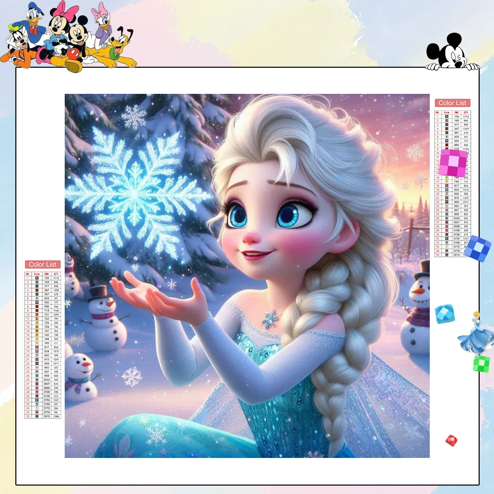 Disney-pintura de diamante 5d Diy, princesa Elsa, taladro redondo cuadrado completo, mosaico de diamantes, Hobby de Frozen, Kit creativo, decoración de vida