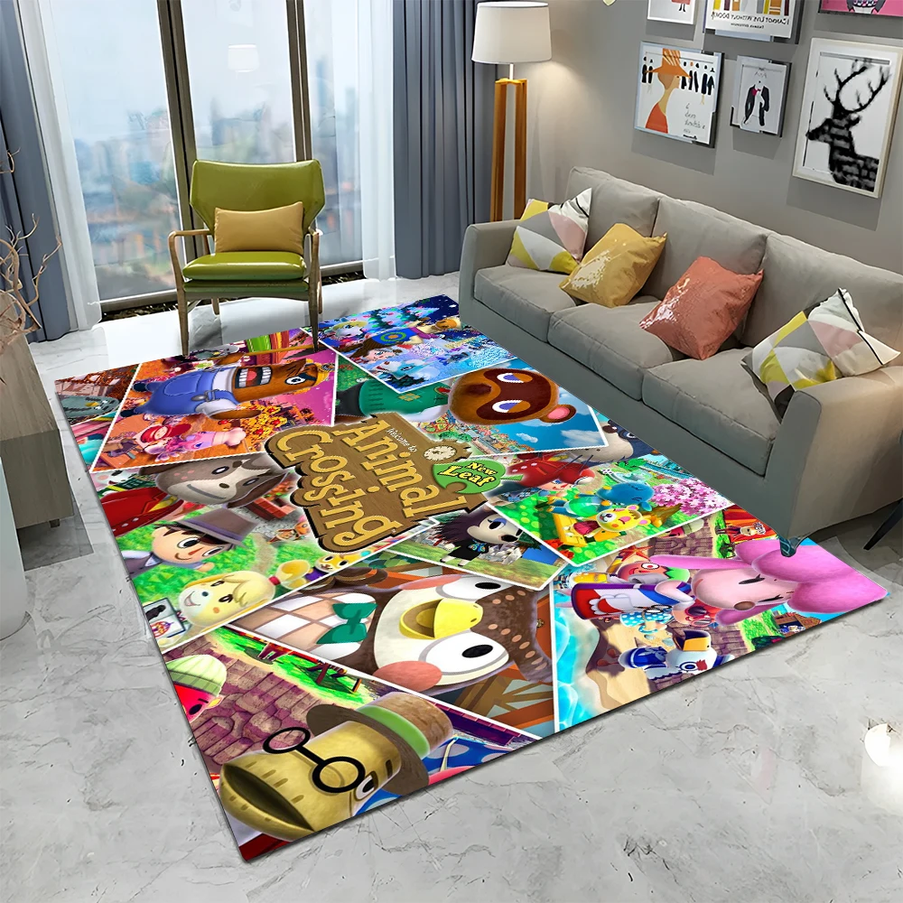 Animal Crossing New Horizons Cartoon Area Rug,Carpet Rug for Living Room Bedroom Sofa Doormat Decor,Kids Play Non-slip Floor Mat