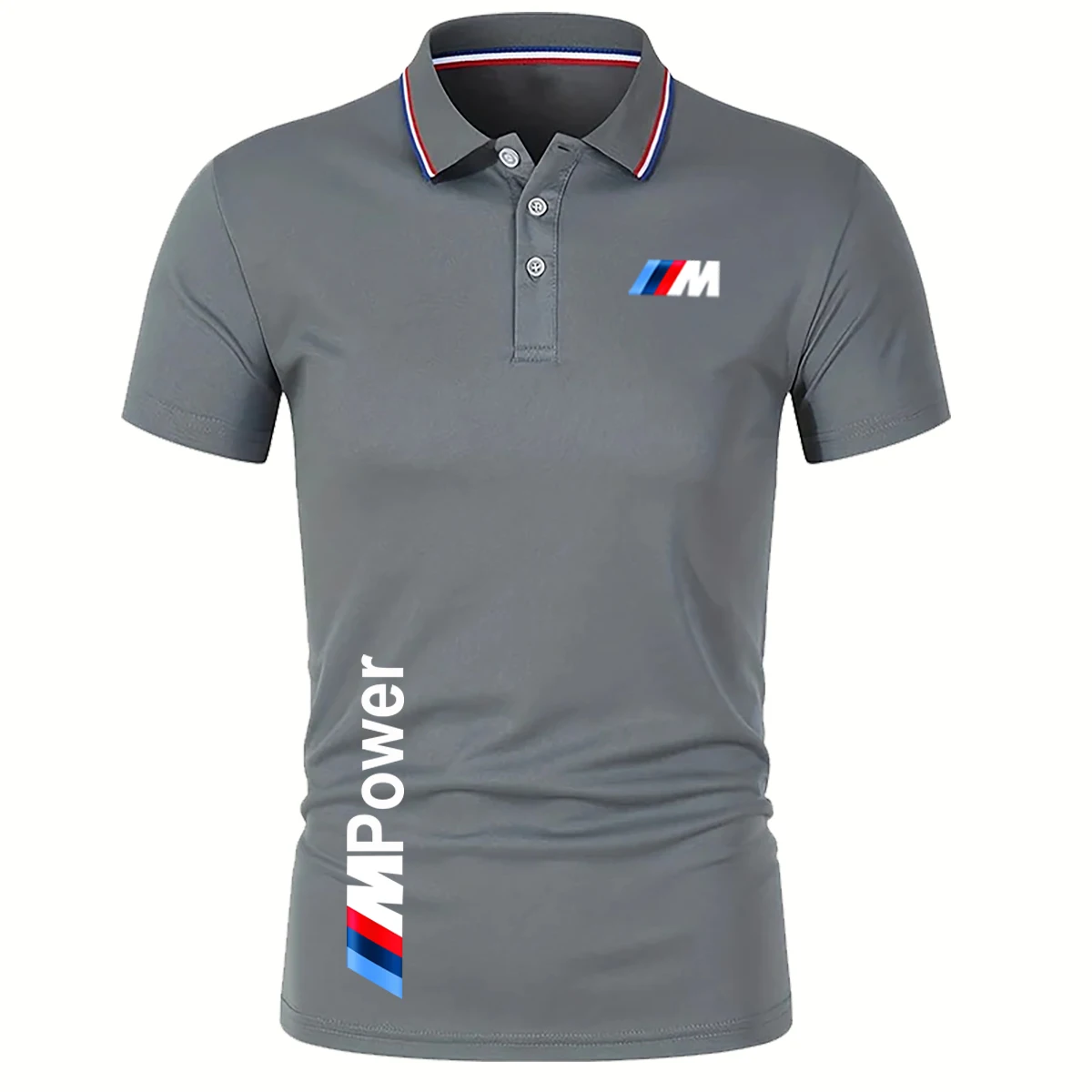 2025 New Summer BMW Men's Casual Simple Polo Shirt T-shirt BMW Logo Outdoor Sports Button Top BMW Fashion Collar Polo Shirt