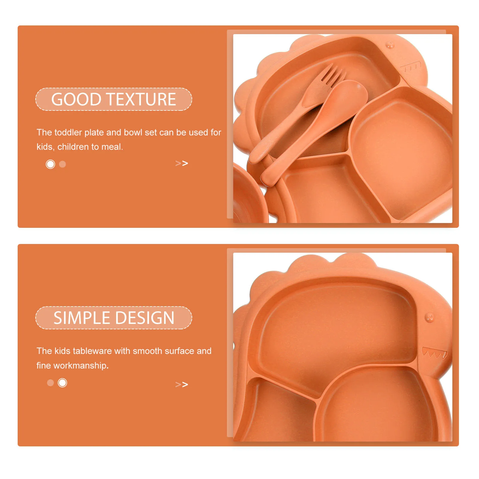 

1 set Divided Plate Bowl Dinosaur Tableware Set Cute Food-Safe Feeding Dish Smooth Bpa-Free