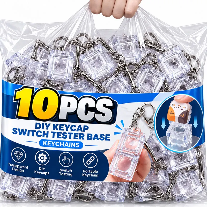 Transparent Acrylic Stress Relief Keychain Base DIY Mechanical Keyboard Holder Relaxtion Click Key Chain Pendant Keycap Shell