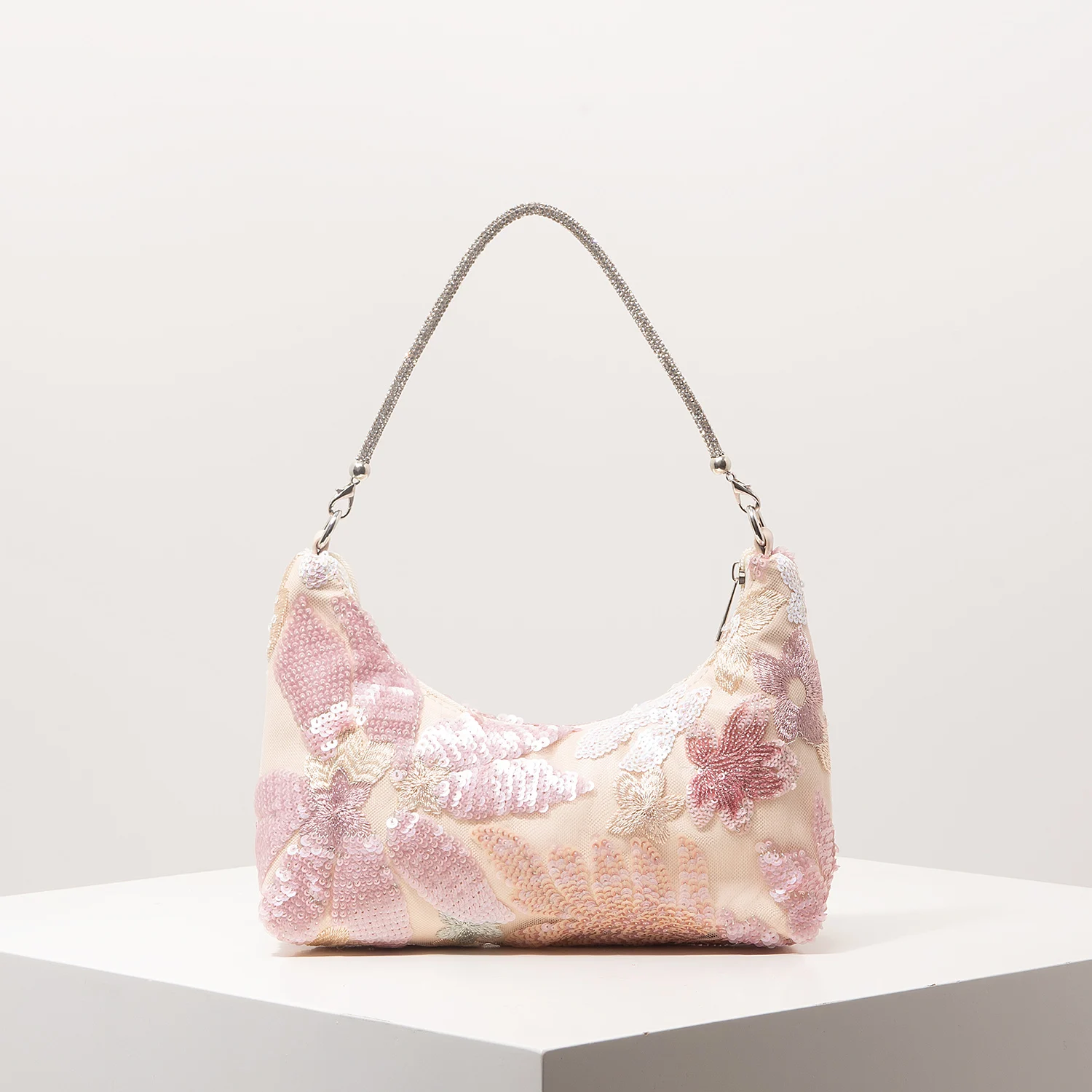 Schultertasche, Blumenmuster, Pailletten-Tasche, Stickerei, Gala-Abend, Party-Outfits, Abschlussball-Tasche, Hochzeitsartikel, Elegant, Valentinstag, Zufälliges Muster – Detail 16