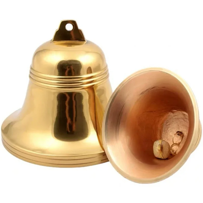 Large Engraved Copper Bells, 100% Brass Handicraft, Loud Clear Sound, School Meditation, Church, Creative Gift, 12 cm