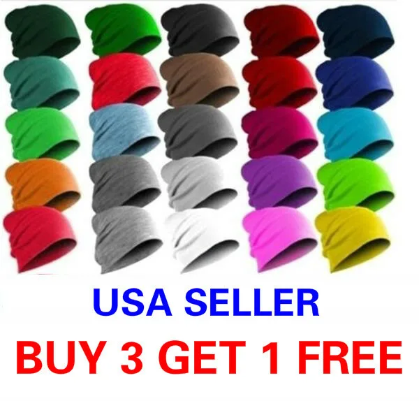 

Beanie Thin Plain Knit Hat Baggy Cap Cuff Slouchy Skull Hats Ski Men Women