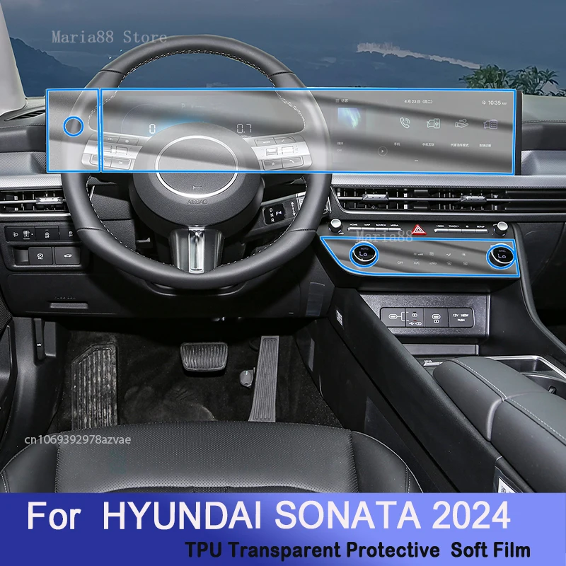 

For HYUNDAI SONATA 2024 Car Air Interior Center instrument Navigatio Console TPU Protective Film scratch Repair Sticker