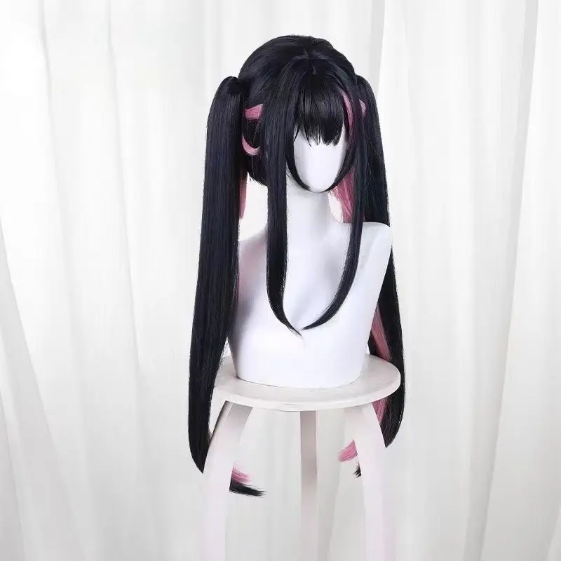 Cosmic Princess Kaguya Komazawa Noi Cosplay Wig Black Pink Twin Tails Wig Matte High Temperature Resistant Hair For Halloween