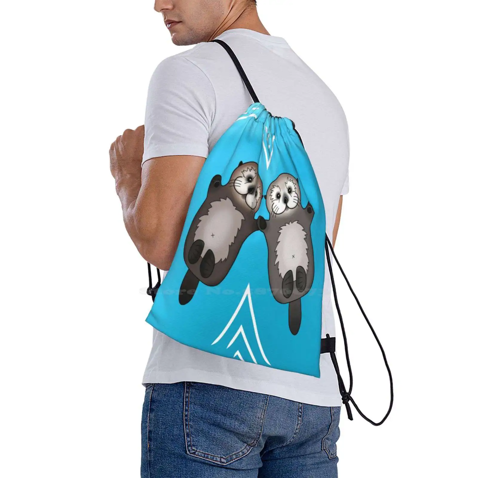 Casal segurando as mãos-mar lontra schoolbag, par pack, moda sacos, patas, venda quente