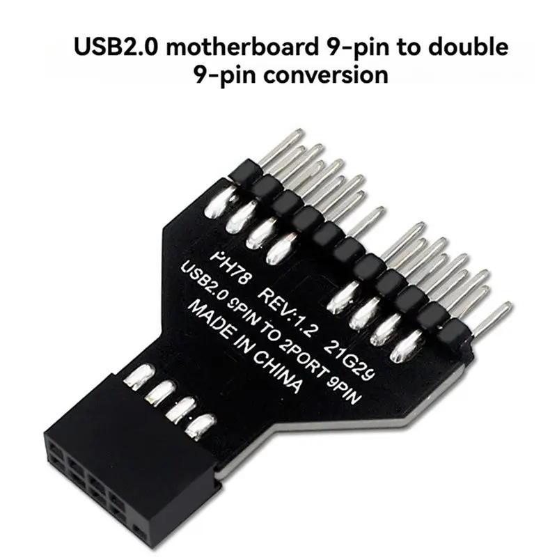Stylish-2X Motherboard USB3.0 19PIN To 2-Port USB2.0 9PIN Converter Adapter For Water Cooling RGB Light Fan Speed Measurement
