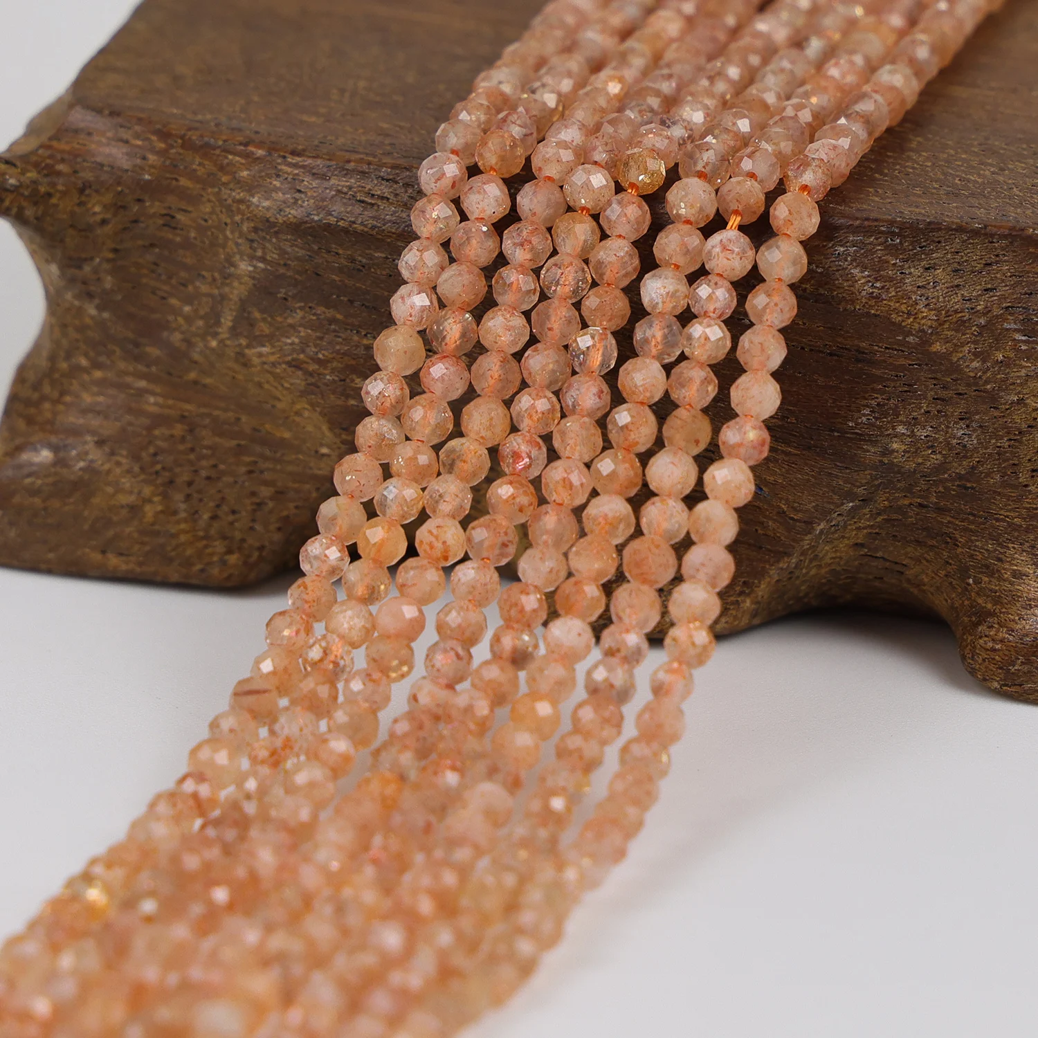 

Natural Faceted Sunstone 2 3 4mm Round Orange Golden Gemstone Loose Beads Accessories for DIY Jewelry Necklace Bracelet Earring